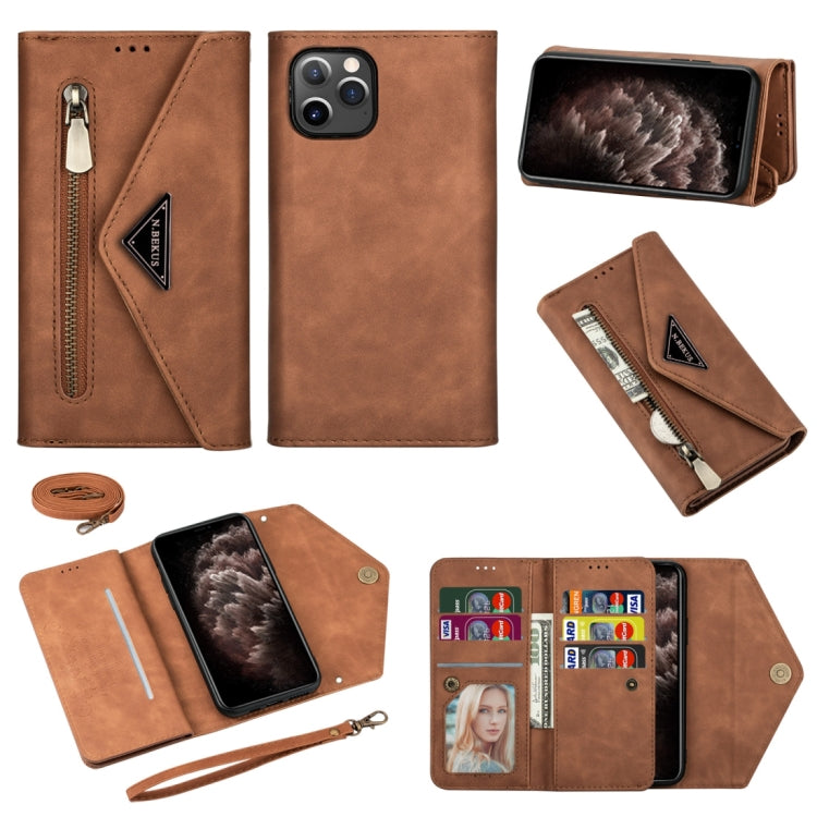 Skin Feel Zipper Horizontal Flip Leather Case with Holder & Card Slots & Photo Frame & Lanyard & Long Rope, For iPhone 11, For iPhone 11 Pro, For iPhone 11 Pro Max, For iPhone XS / X