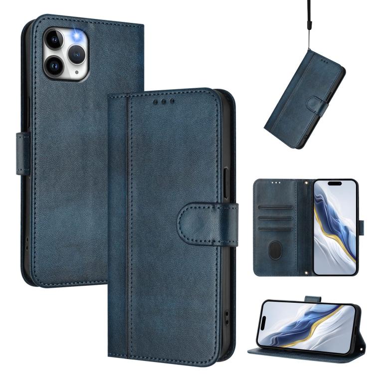 Line Splicing Buckle Retro Leather Phone Case, For iPhone 11 Pro Max, For iPhone 11, For iPhone 11 Pro