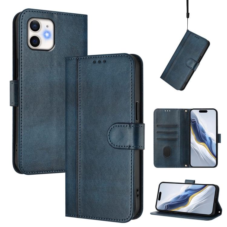 Line Splicing Buckle Retro Leather Phone Case, For iPhone 11 Pro Max, For iPhone 11, For iPhone 11 Pro