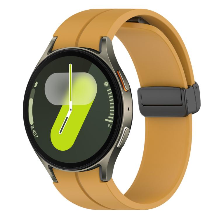 xDfind Fold Magnetic Black Buckle Silicone Watch Band, For Samsung Galaxy Watch7 / FE / 6 / 5 / 4