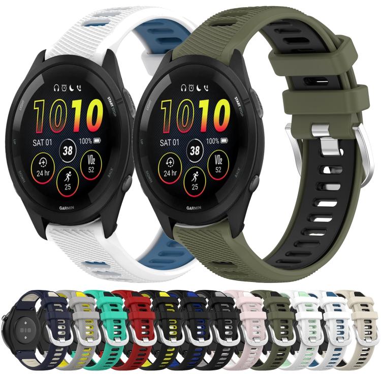 xDfind Sports Two-Color Steel Buckle Silicone Watch Band, For Garmin 20mm