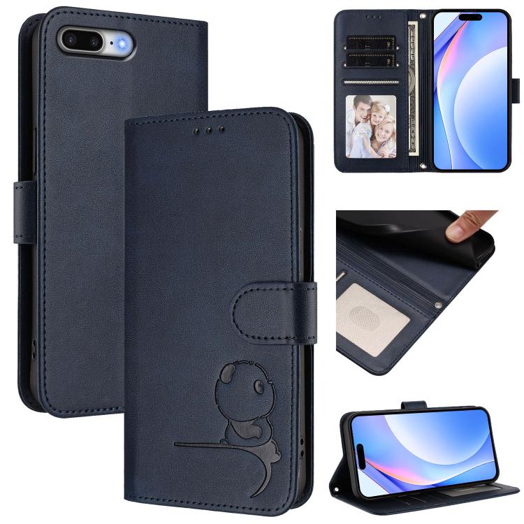 Litter Panda Embossing RFID Leather Phone Case with Lanyard, For iPhone XR, For iPhone XS Max, For iPhone 8 Plus / 7 Plus