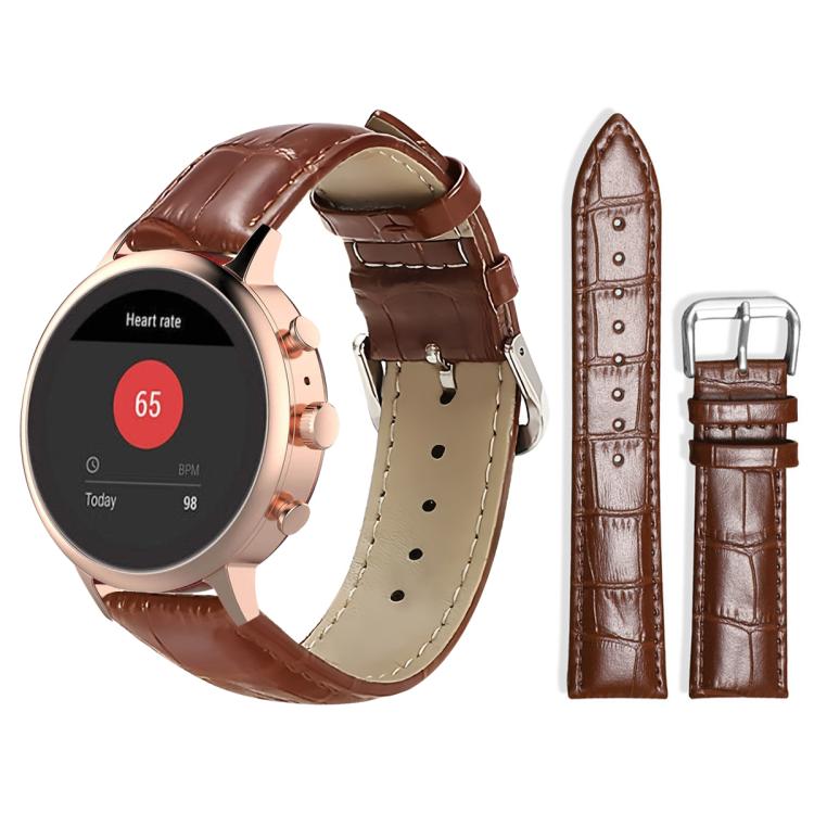 xDfind Bamboo Texture Pin Buckle Leather Watch Band, 18mm For Fossil Female Sport/Charter HR, 22mm For Fossil Gen 5 Carlyle/Julianna/Garrett, 24mm For Fossil Q Machine Hybrid Watch