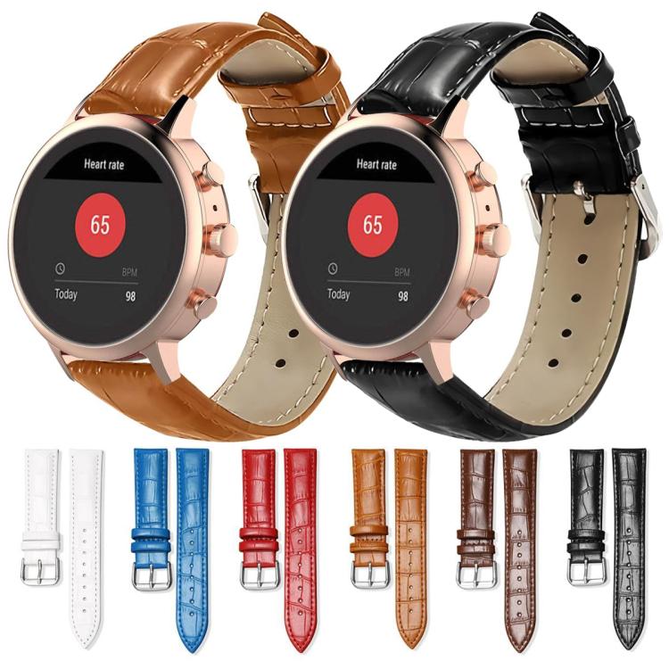 xDfind Bamboo Texture Pin Buckle Leather Watch Band, 18mm For Fossil Female Sport/Charter HR, 22mm For Fossil Gen 5 Carlyle/Julianna/Garrett, 24mm For Fossil Q Machine Hybrid Watch