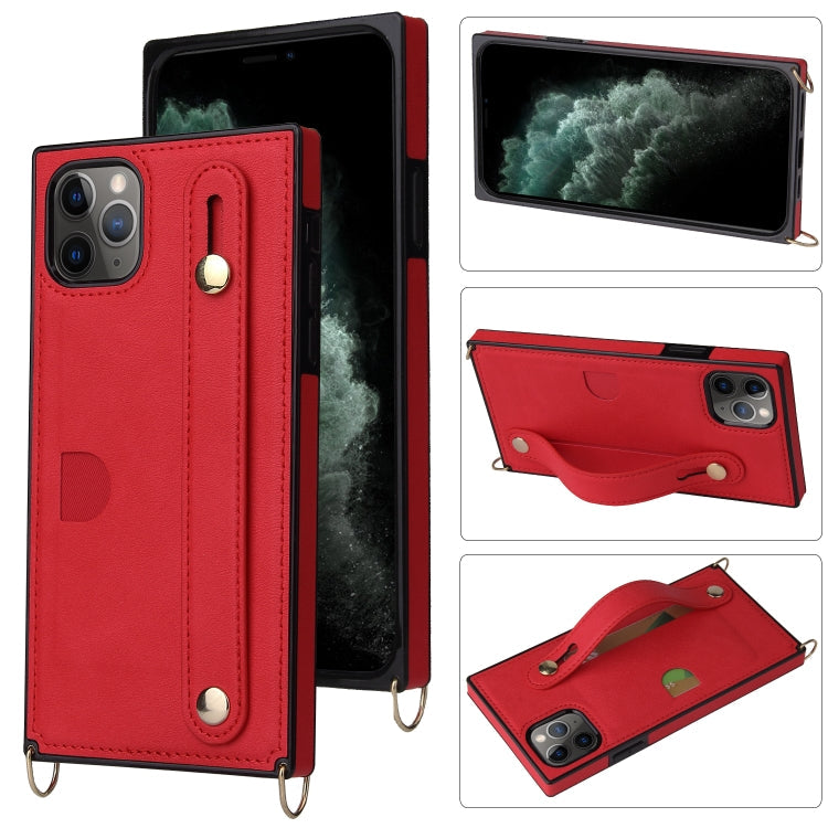 Wrist Strap PU+TPU Shockproof Protective Case with Crossbody Lanyard & Holder & Card Slot, For iPhone 11 Pro, For iPhone 11 Pro Max