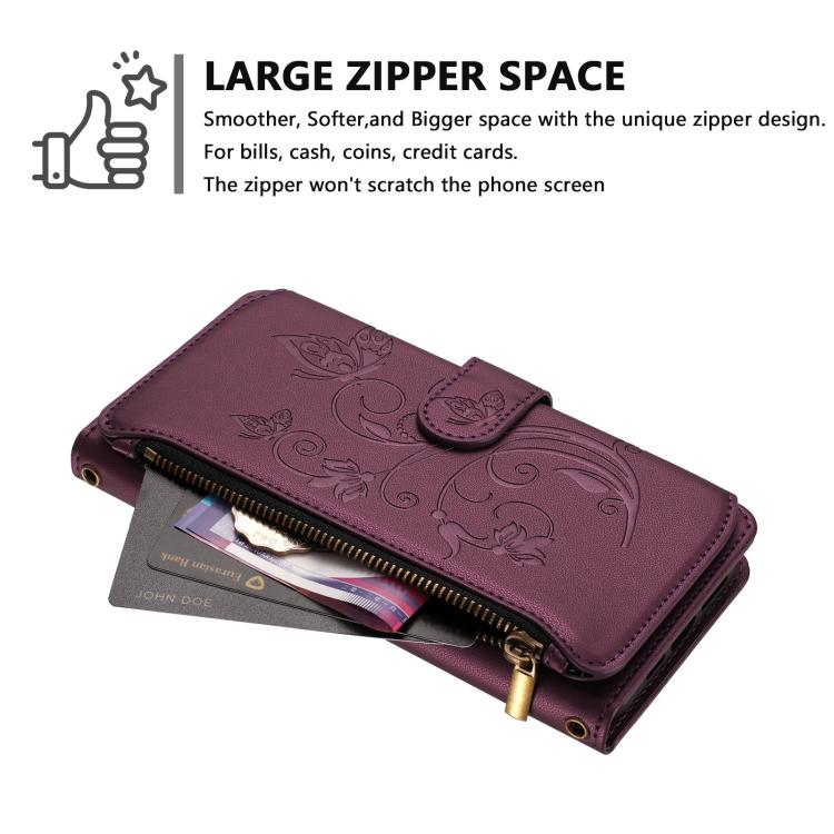 Butterfly Love Flower Multi-card Zipper Wallet Leather Phone Case, For iPhone 7 Plus / 8 Plus