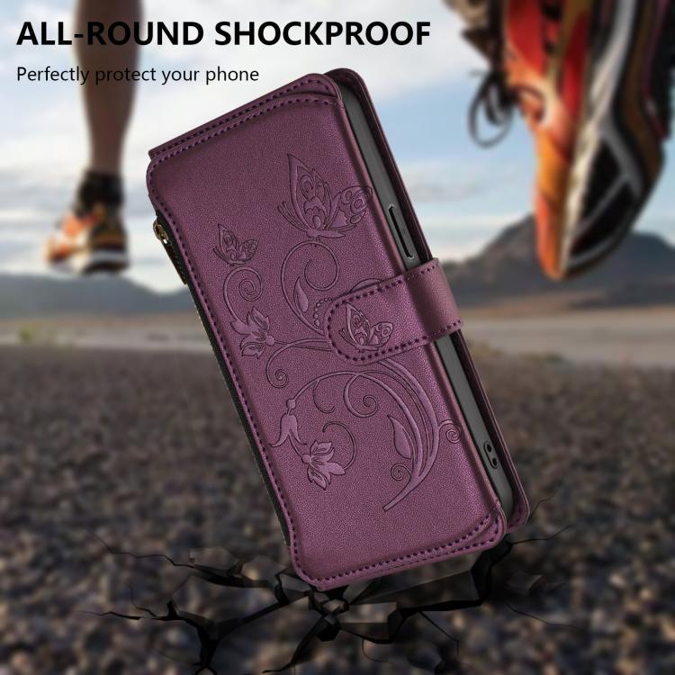 Butterfly Love Flower Multi-card Zipper Wallet Leather Phone Case, For iPhone 7 Plus / 8 Plus