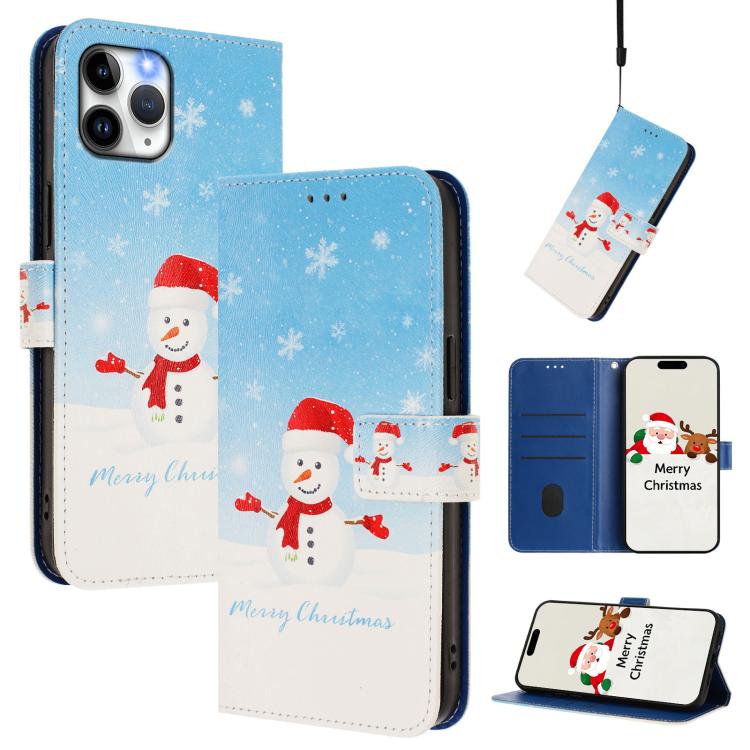 Christmas Series Buckle Leather Phone Case with Hand Strap, For iPhone 13 mini, For iPhone 12 Pro / 12, For iPhone 12 Pro Max, For iPhone 12 mini
