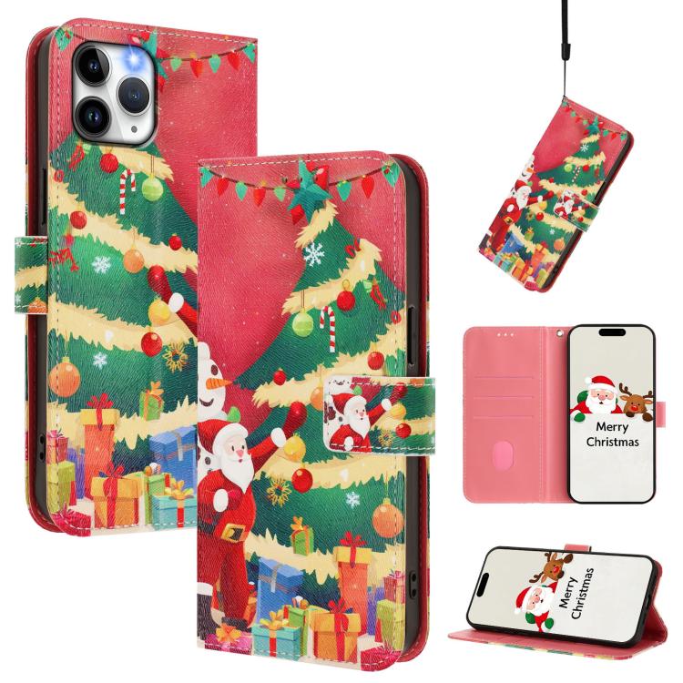 Christmas Series Buckle Leather Phone Case with Hand Strap, For iPhone 13 mini, For iPhone 12 Pro / 12, For iPhone 12 Pro Max, For iPhone 12 mini