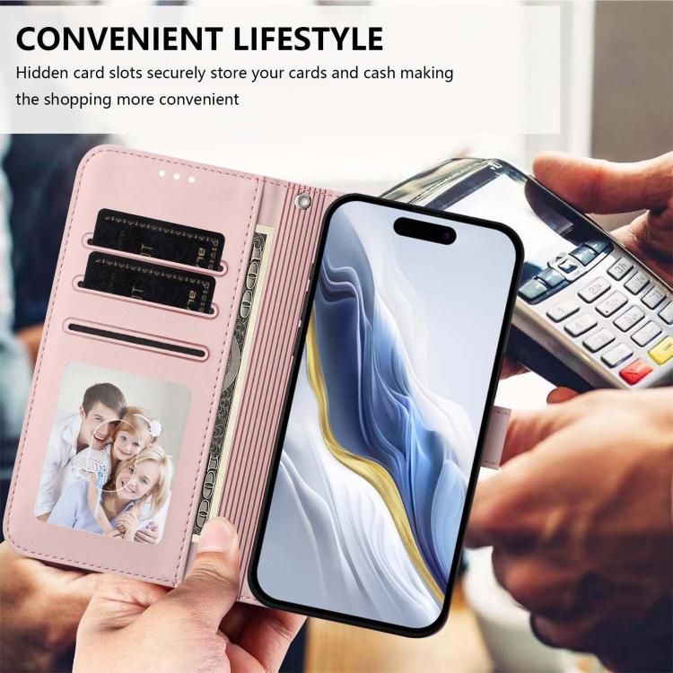 Embossed Heart Cat Leather Phone Case with Hand Strap, For iPhone 17e / 16e, For iPhone 17 Pro Max