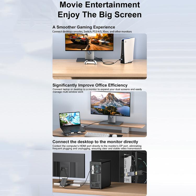 4K 60Hz HDMI Male to DP Female HD Adapter, 60Hz HDMI Male to DP Female