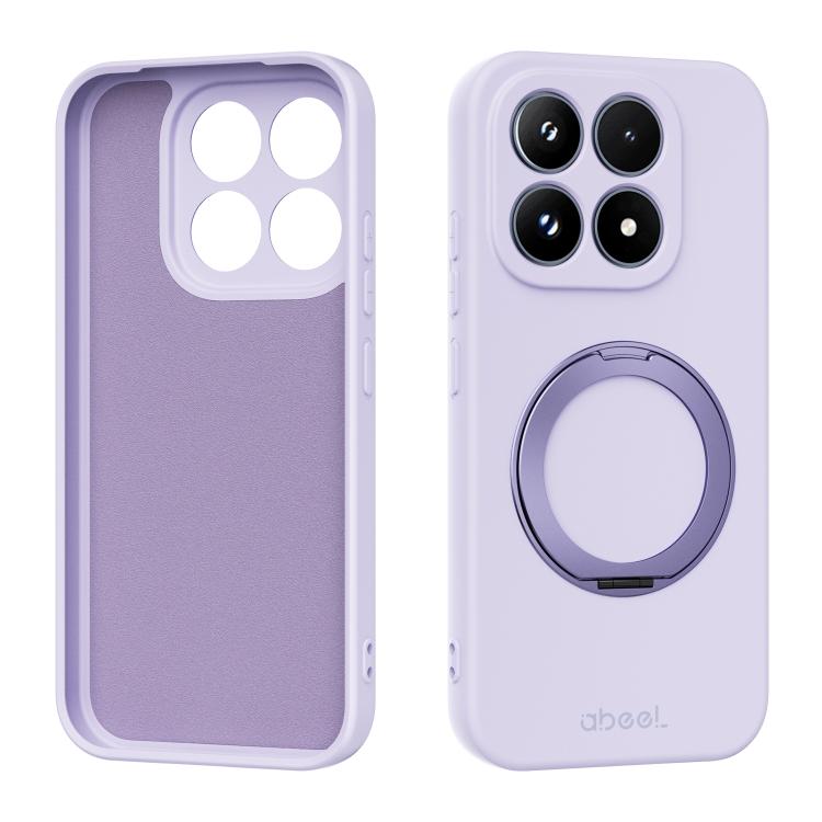 ABEEL Skin-friendly Feel Magnetic Liquid Silicone Phone Case with Holder, For Xiaomi 17 Ultra, For Xiaomi 17 Pro Max, For Xiaomi 17 Pro, For Xiaomi 17