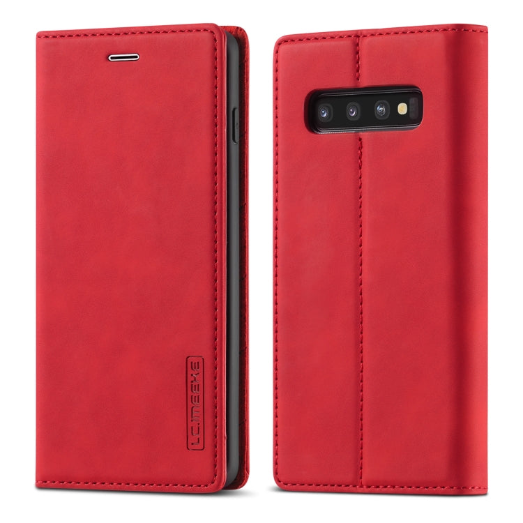 LC.IMEEKE Strong Magnetism Ultra-thin Horizontal Flip Shockproof Matte TPU + PU Leather Case with Holder & Card Slots & Wallet, For Samsung Galaxy S10, For Samsung Galaxy S10+