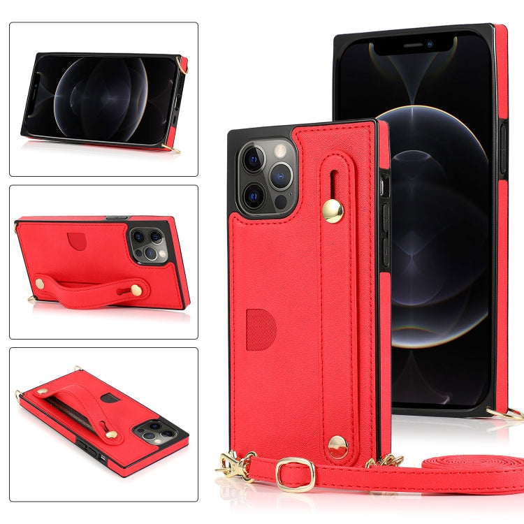 PU+TPU Shockproof Protective Case with Crossbody Lanyard & Holder & Card Slot & Wrist Strap, For iPhone 12 mini, For iPhone 12 / 12 Pro, For iPhone 12 Pro Max