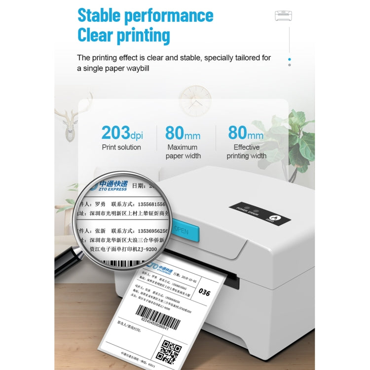 ZJ-8600 76x130 Single Paper Waybill Express Bill Label Printer,, EU Plug, US Plug, UK Plug