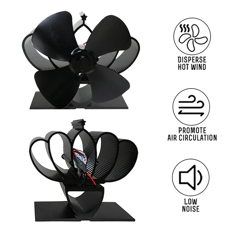 YL201 4-Blade High Temperature Metal Heat Powered Fireplace Stove Fan, YL201 (Grey), YL201 (Gold), YL201 (Rose Red), YL201 (Silver), YL201 (Black), YL201 (Bronze)