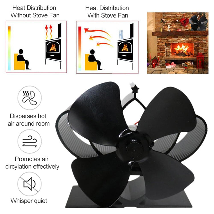 YL201 4-Blade High Temperature Metal Heat Powered Fireplace Stove Fan, YL201 (Grey), YL201 (Gold), YL201 (Rose Red), YL201 (Silver), YL201 (Black), YL201 (Bronze)