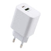 LZ-105A+C PD 20W USB-C/Type-C+QC 3.0 USB Ports Dot Pattern Travel Charger, EU Plug(White)