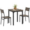 HOMCOM 3 Pcs Compact Dining Table 2 Chairs Set Grey Wood Grain