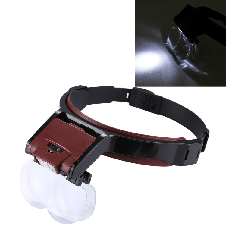 Multi-function Adjustable Maintenance Dentistry Reading Head Magnifier with 2 LED Light & 4 Lenses (1.7X, 2X, 2.5X, 4X), 5 Lens 1.0X-3.5X  (Black)