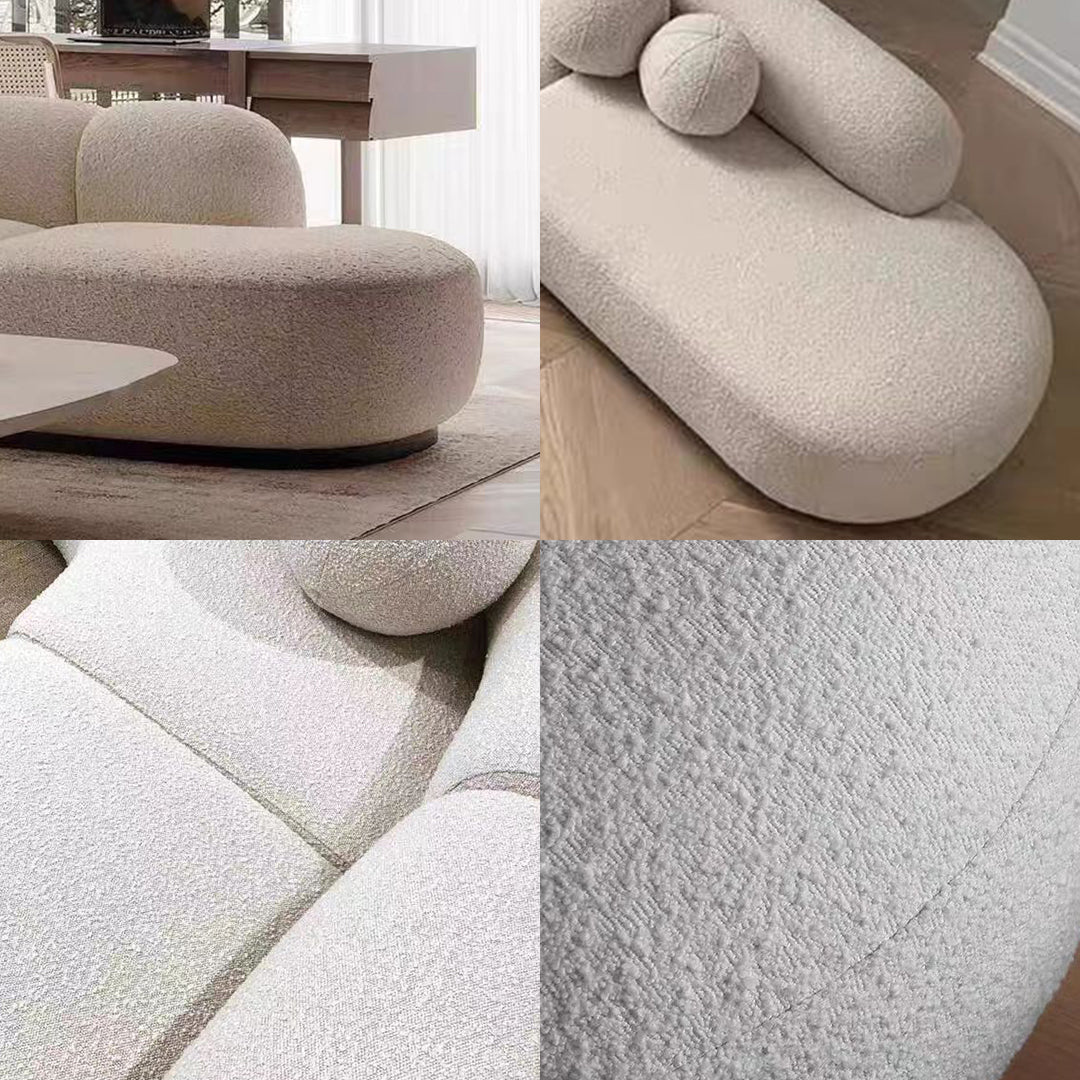 Eulalia Cream Curve Three Seater Sofa, Corner Sofa, Boucle