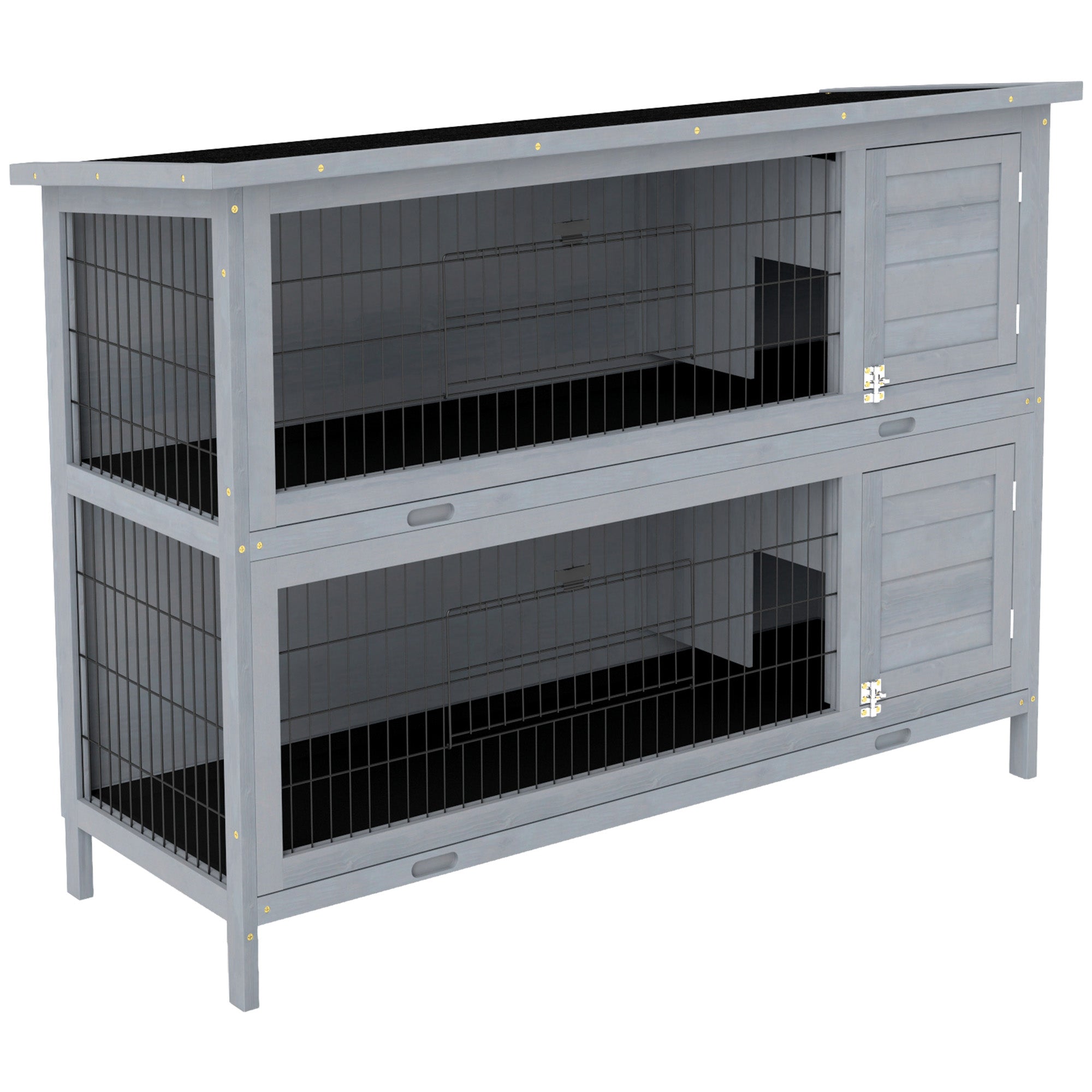 Rabbit Hutch for Two Rabbits Outdoor Guinea Pig Cage w/ Removable Trays