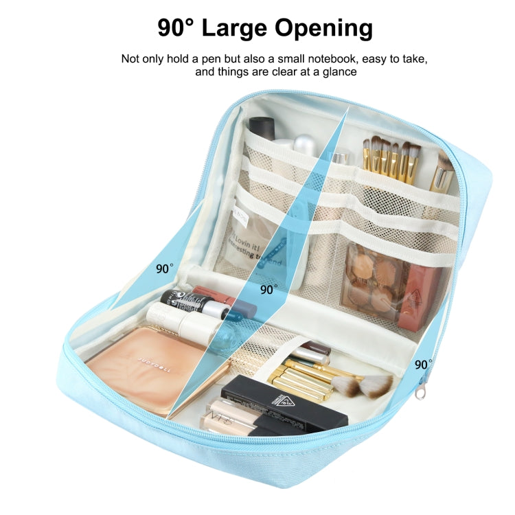 FunAdd Large-capacity Pencil Case Storage Organizer Ant ClothCosmetic Bag, Size: 230 x 170 x 75mm (Light Blue)