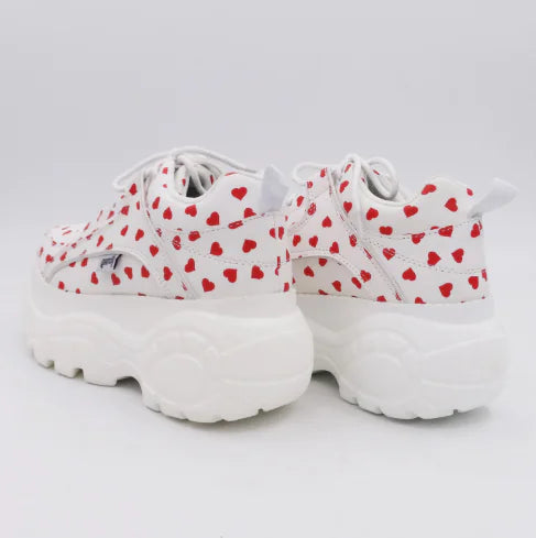 Heart - White Platform Sneaker Shoes with Thick Soles