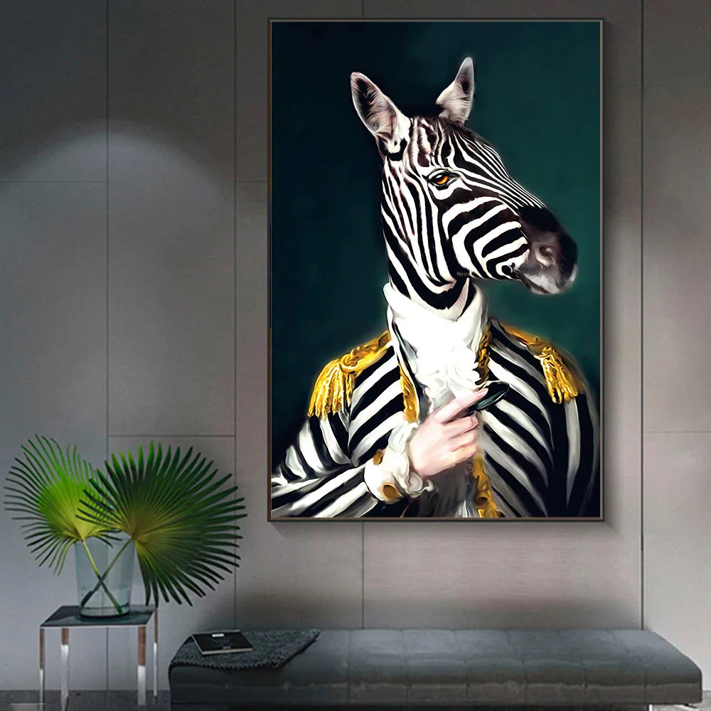 Retro Animal Portrait Wall Art Poster – Modern Nordic Home Décor