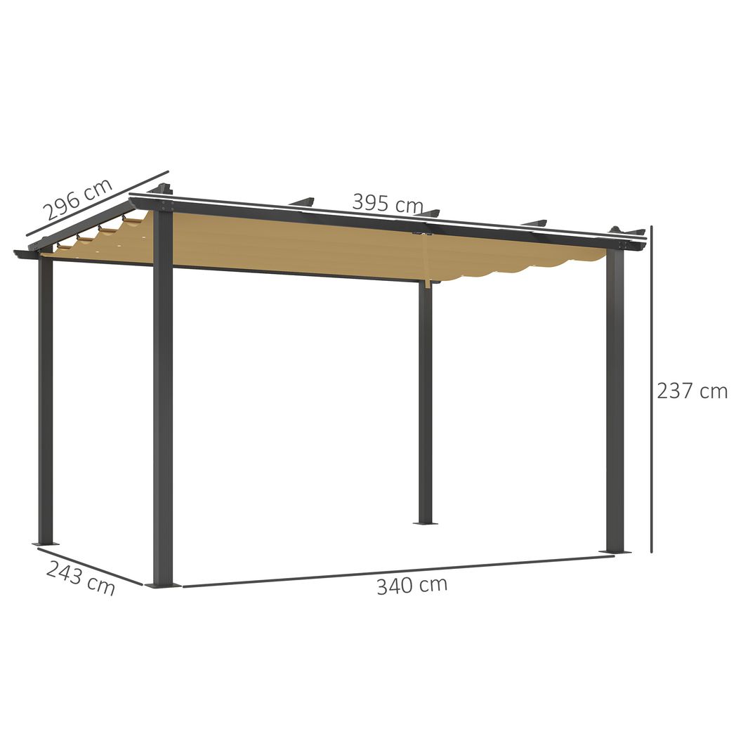 Outsunny 3 x 3(m) Aluminium Pergola with Retractable Roof, Garden Gazebo