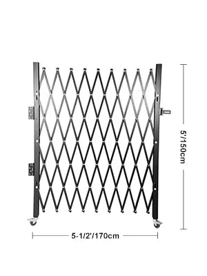 VEVOR Single Folding Security Gate 1.5-2m x 1.22-3.66m Folding Door Gate Steel Accordion Flexible Expanding Security Gate Black