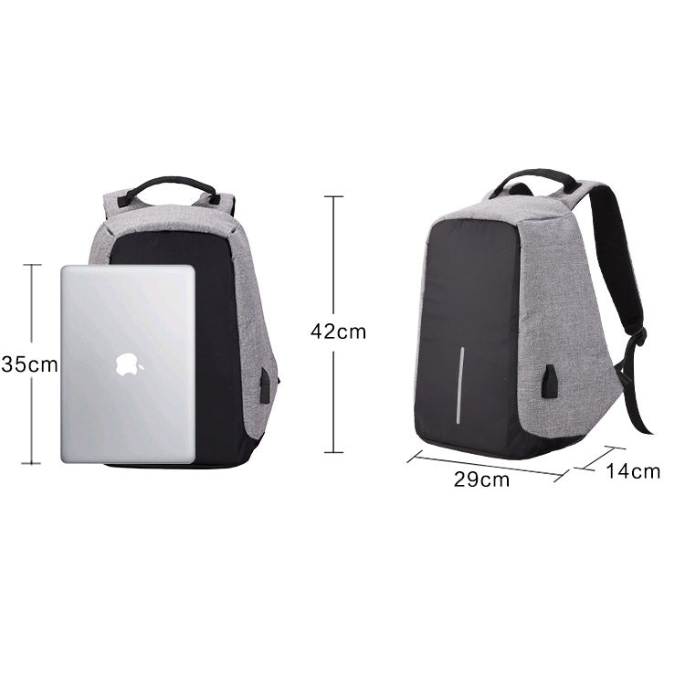 Multi-Function Large Capacity Travel Anti-theft Security Casual Backpack Laptop Computer Bag with External USB Charging Interface for Men / Women, Size: 42 x 29 x 14 cm, Black, Grey, Blue, Purple