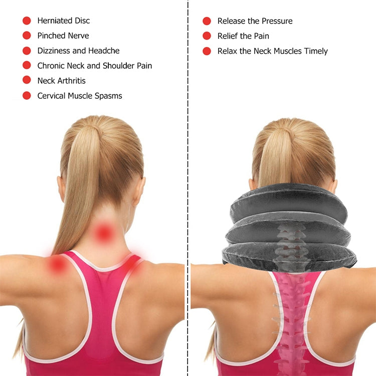 Household Full Cashmere Cervical Traction Instrument Neck Protection Inflatable Cervical Spine Massage Instrument (Black)