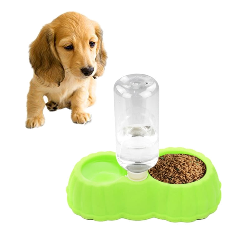 Pumpkin Shape Dog Cat Food Dish + Drinking Water Double Bowls with Automatic Water Dispenser, Size: S, Size: S  Magenta, Size: S  Green