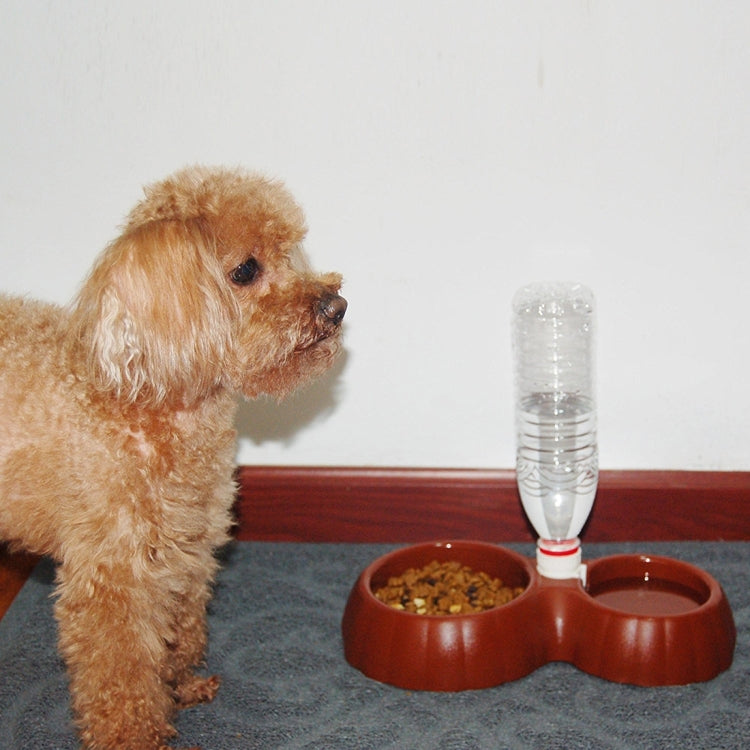 Pumpkin Shape Dog Cat Food Dish + Drinking Water Double Bowls with Automatic Water Dispenser, Size: S, Size: S  Magenta, Size: S  Green
