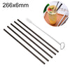 5pcs Reusable Stainless Steel Straight Drinking Straw + Cleaner Brush Set Kit,  266*6mm, 266*6mm (Straight)