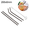 4pcs Reusable Stainless Steel Drinking Straw + Cleaner Brush Set Kit,  266*6mm, 266*6mm (Combination)