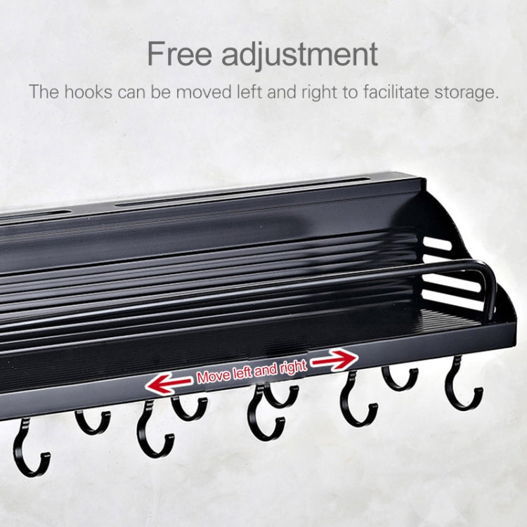 A Version 70cm 2 Cups  10 Hooks Kitchen Multi-function Wall-mounted Condiment Storage Rack, A Version 70cm 2 Cups
