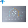 BHT-8000-GCLW-SS Brushed Stainless Steel Mirror Controlling Water/Gas Boiler Heating Energy-saving and Environmentally-friendly Smart Home Negative Display LCD Screen Round Room Thermostat with WiFi, with WiFi