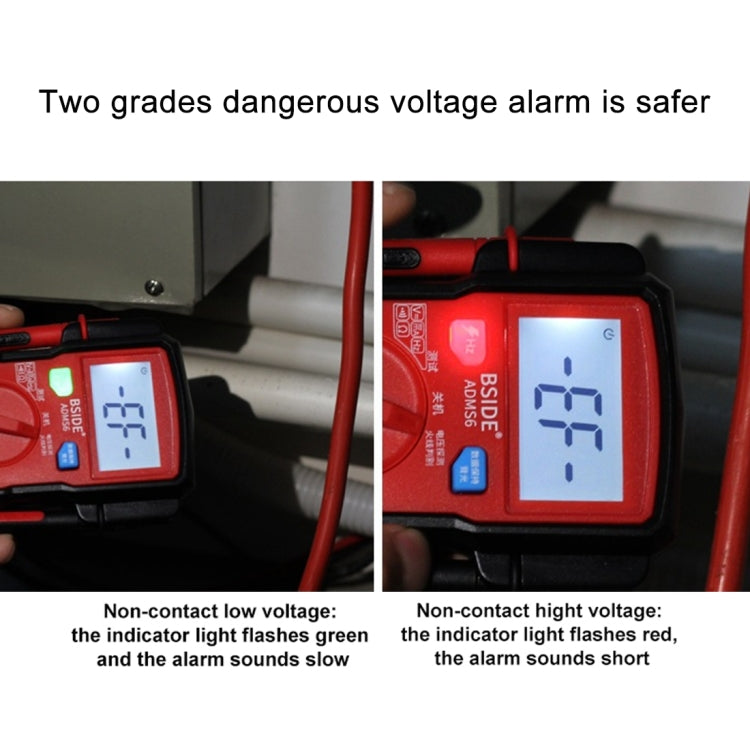 BSIDE ADMS6 High-precision Fully Automatic Small Digital Intelligent Multimeter with HD Digital Display & Shockproof Cover, Support Function Range Switch & Double-sided Pen Holder
