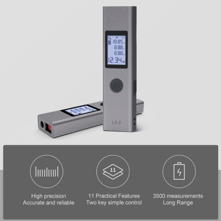 LS-2 25m Rechargeable LCD Digital Laser Rangefinder Distance Meter, 25m