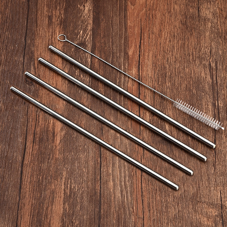 4 PCS Reusable Stainless Steel Drinking Straws + 1 x Cleaner Brush Set Kit, Straight