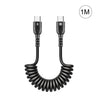 HAWEEL 1m 5A USB-C / Type-C to USB-C / Type-C Retractable Coiled PD Fast Charging Cable, 1m 5A Type-C