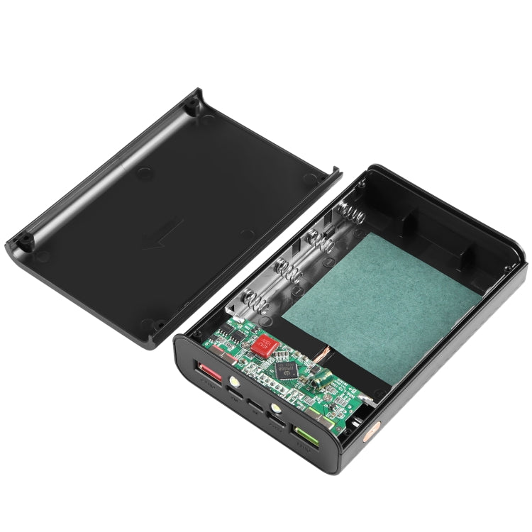 HAWEEL DIY 4 x 21700 Battery 22.5W Fast Charge 15W Wireless Charging Power Bank Box Case with Display, Not Include Battery (Black)