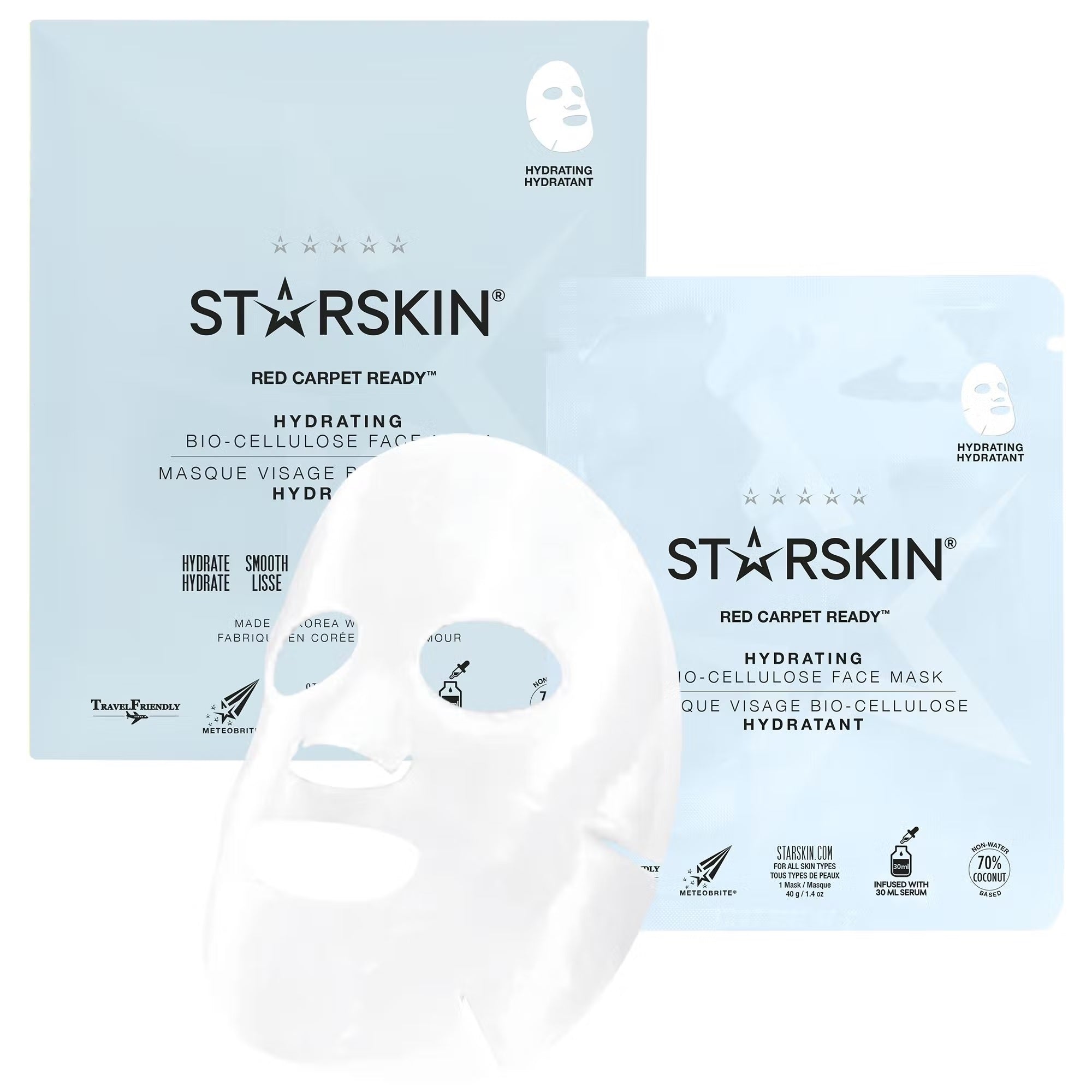 STARSKIN Hydrating face sheet mask - Hydrating Bio-Cellulose - Red Carpet Ready™