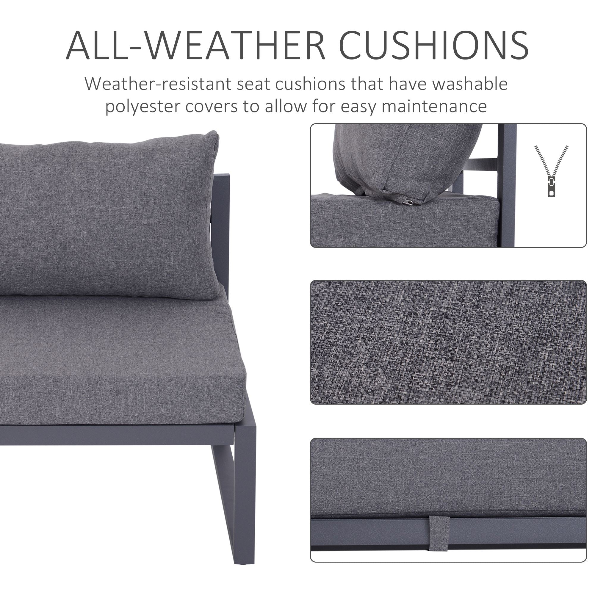 6pcs Garden Sectional Sofa Set Aluminum Frame Coffee Table Footstool Outsunny