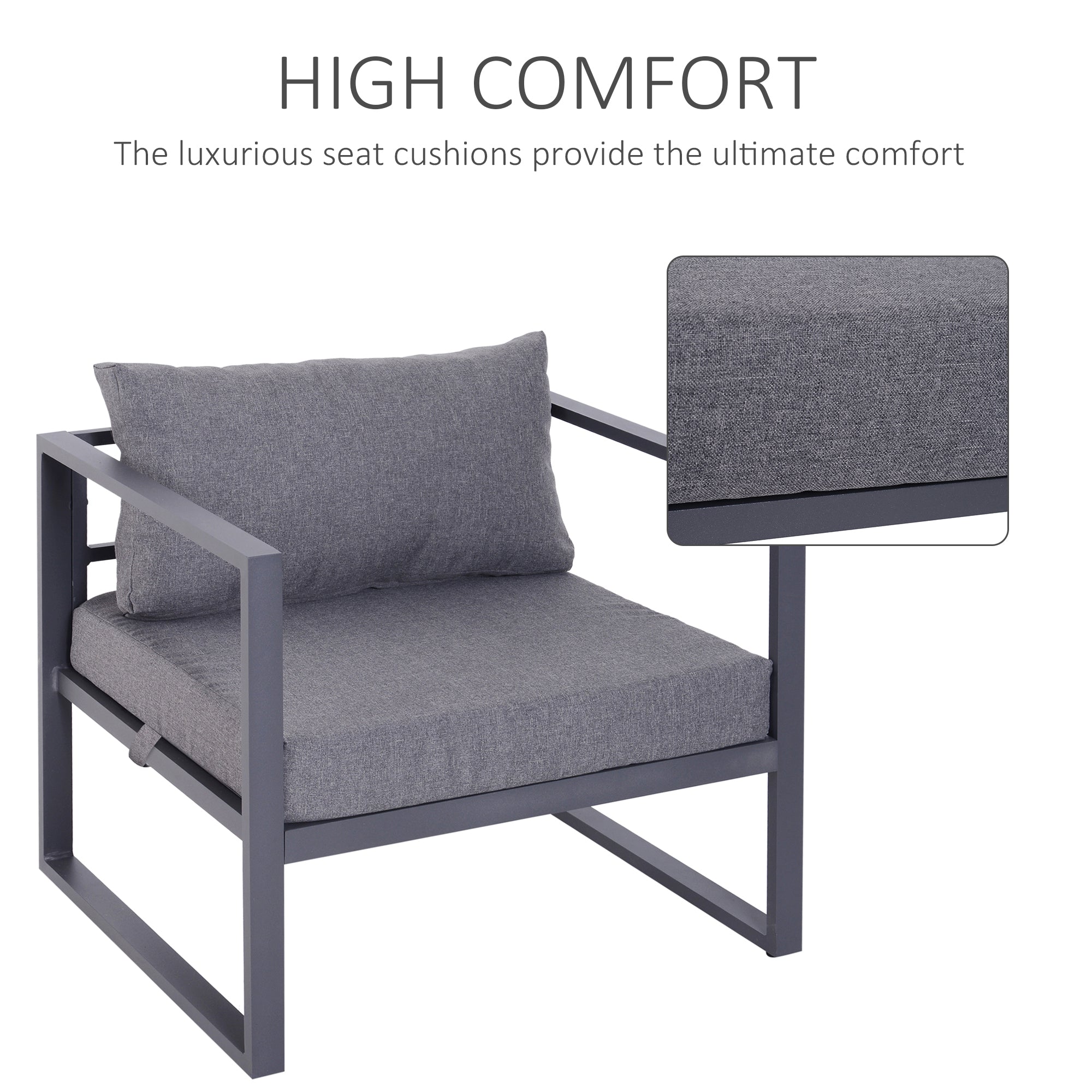 6pcs Garden Sectional Sofa Set Aluminum Frame Coffee Table Footstool Outsunny