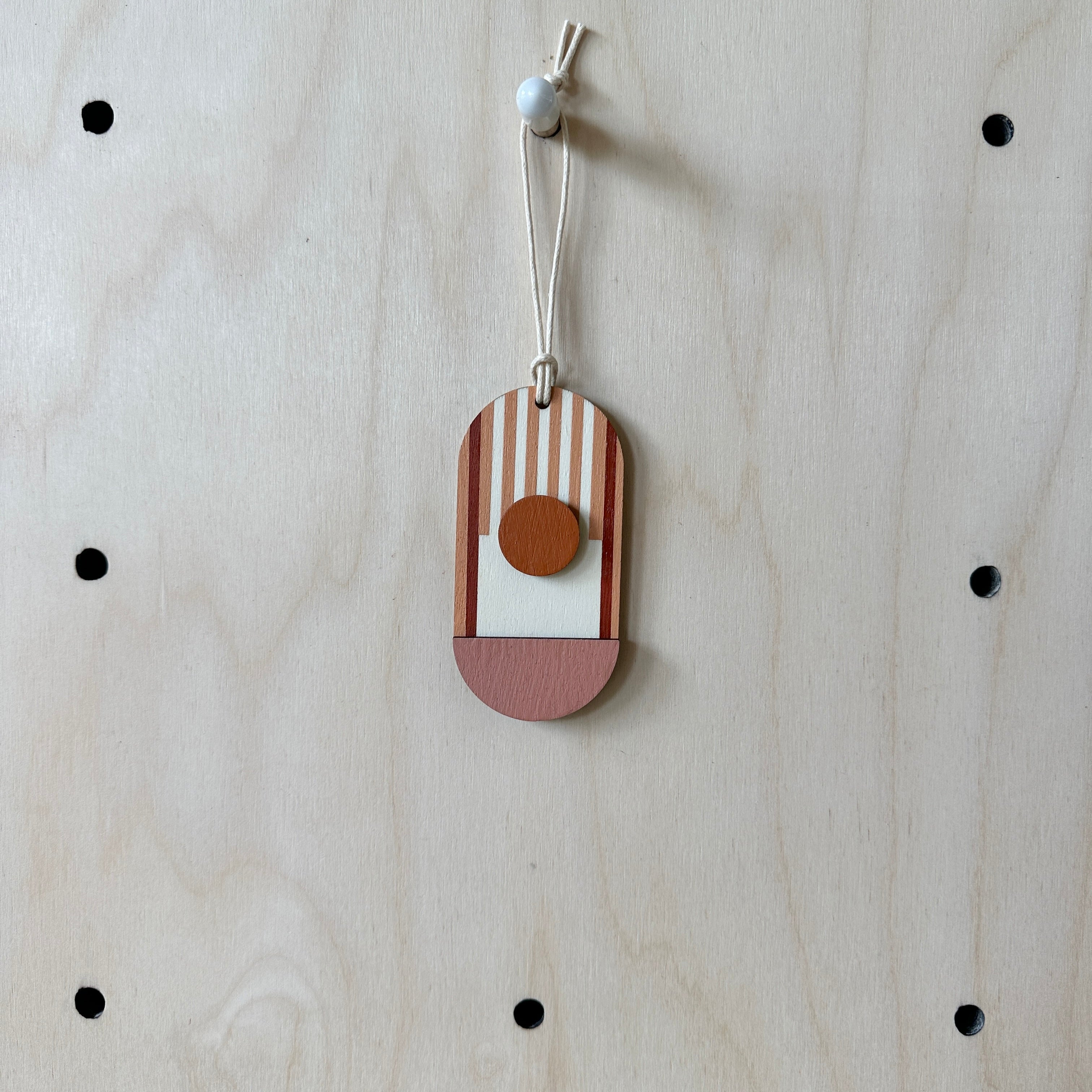 Warm Tones Small Geometric Wall Hanging - Mini Mid-Century Wall Art - Little Wooden Decoration - Contemporary Wall Decor