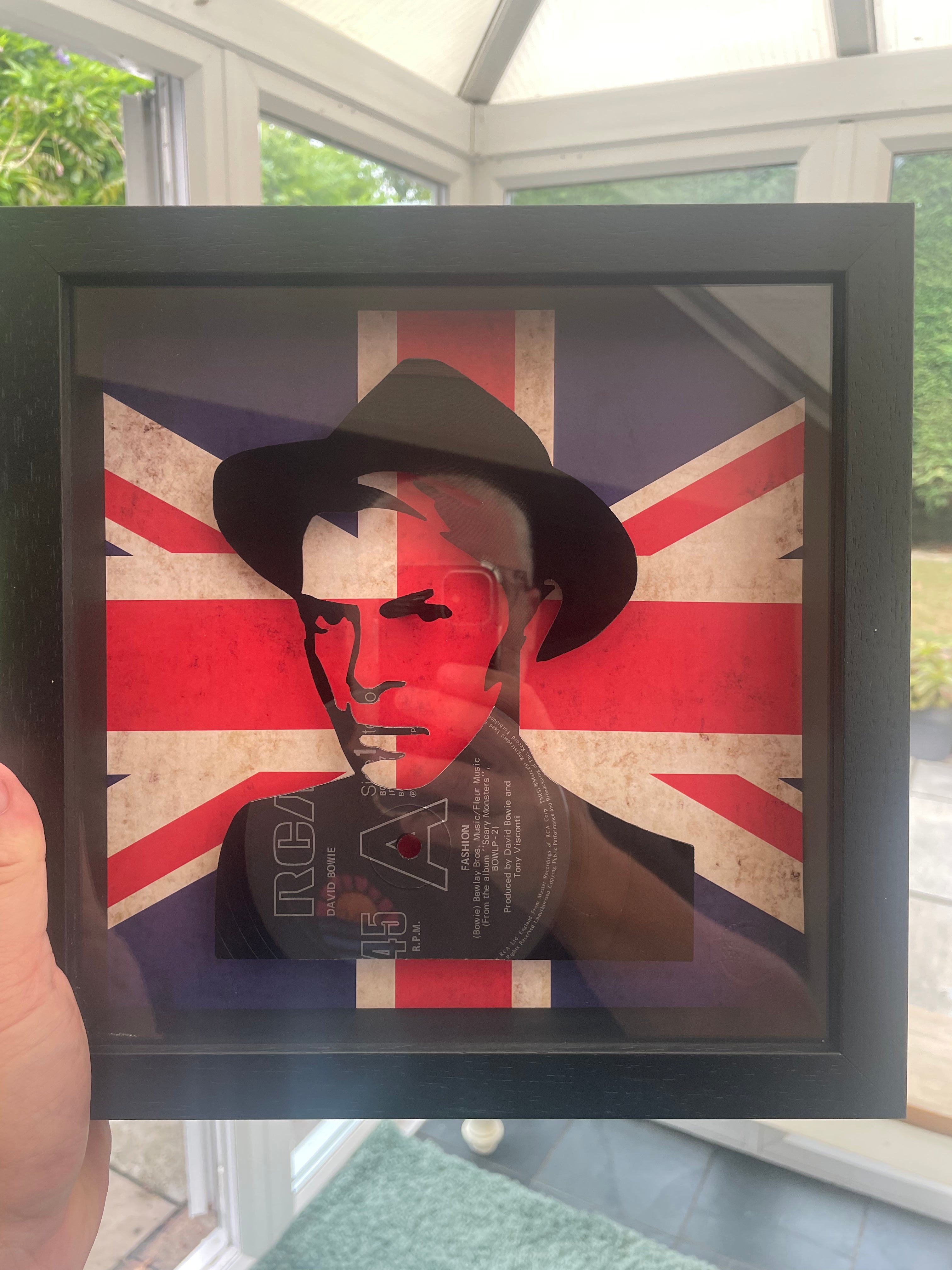 David Bowie - Fashion with Union Jack Background - Original Vinyl Record Art 1980