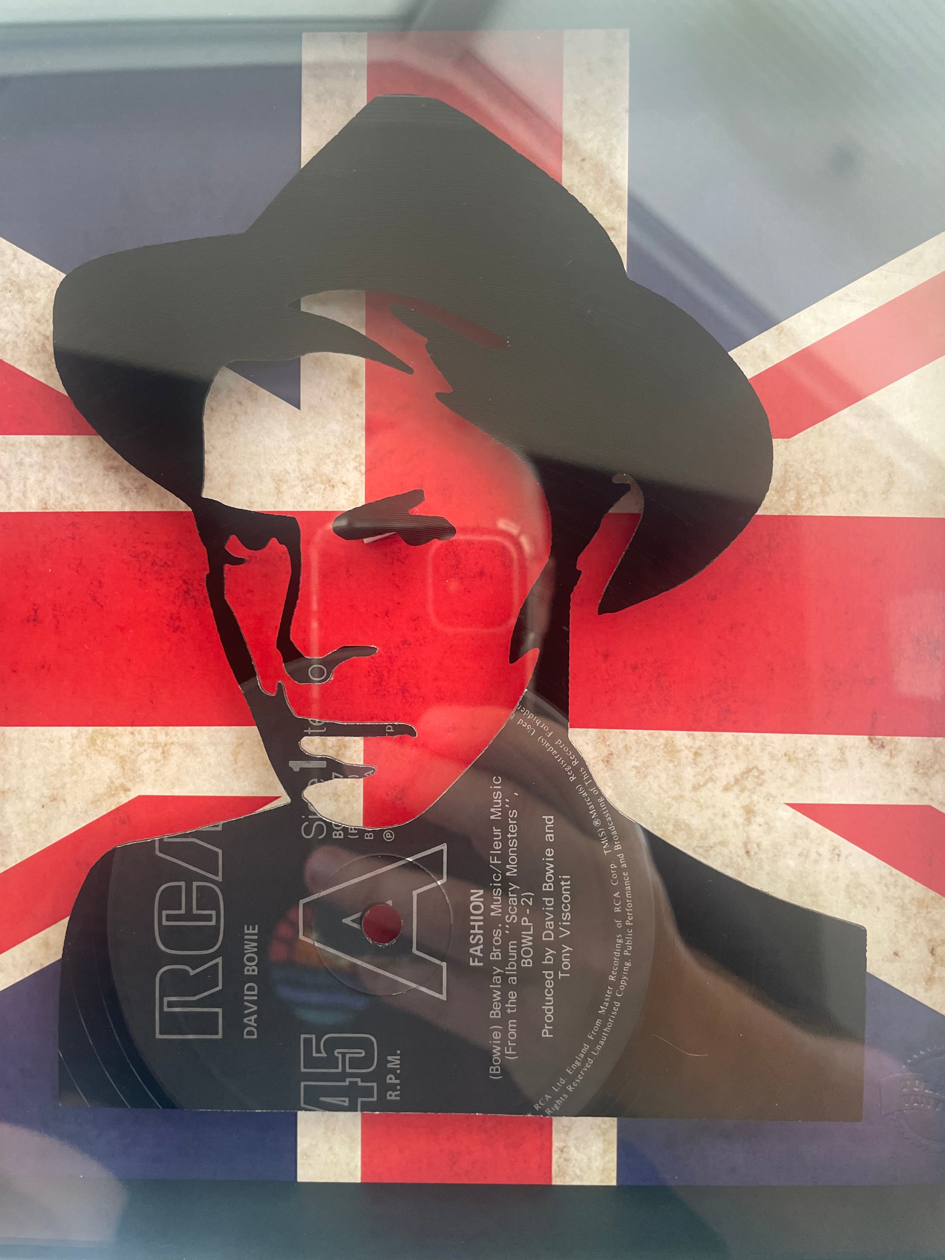 David Bowie - Fashion with Union Jack Background - Original Vinyl Record Art 1980